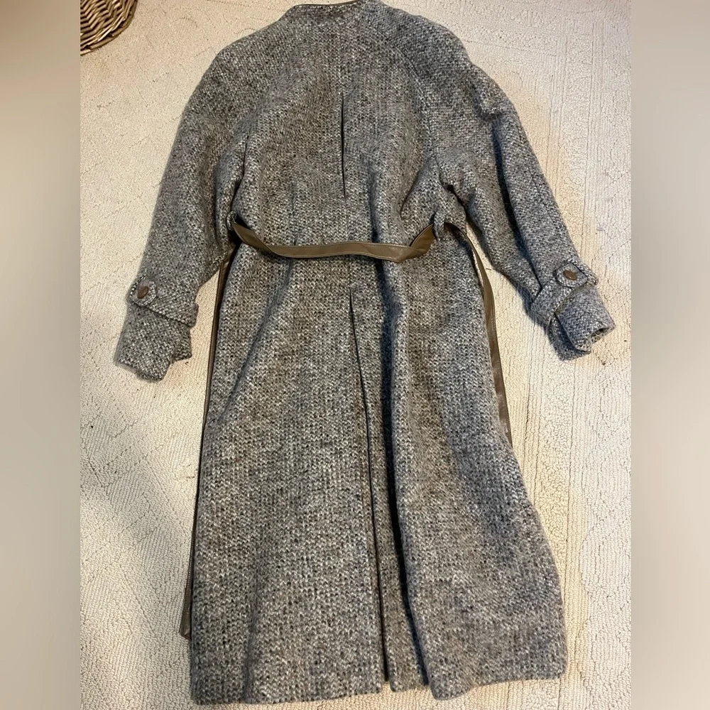 Vintage 50s Belted Tweed Swing Jacket Wool Pea Coat Rare Antique Lou Fritzel - Picture 4 of 15